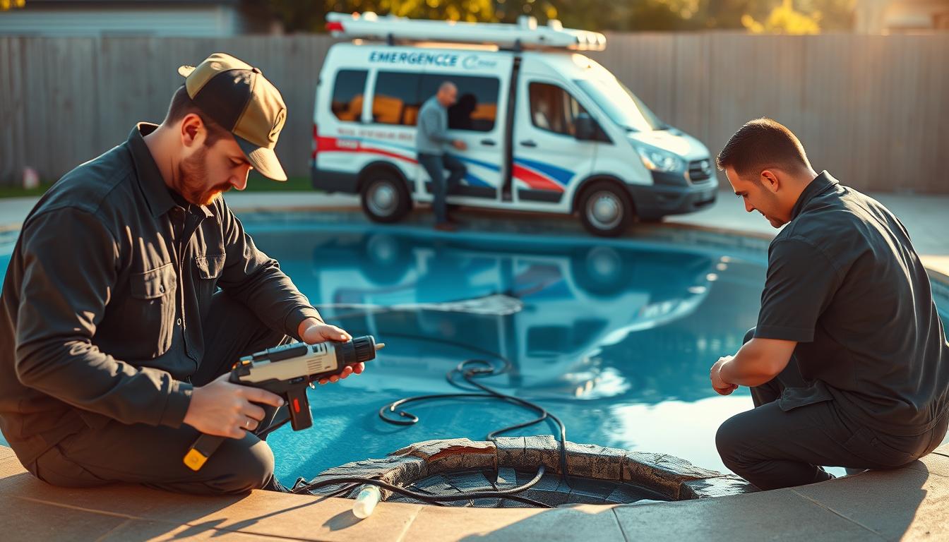 Pool Team Problem A-team-of-skilled-emergency-pool-repair-specialists-diligently-working ...