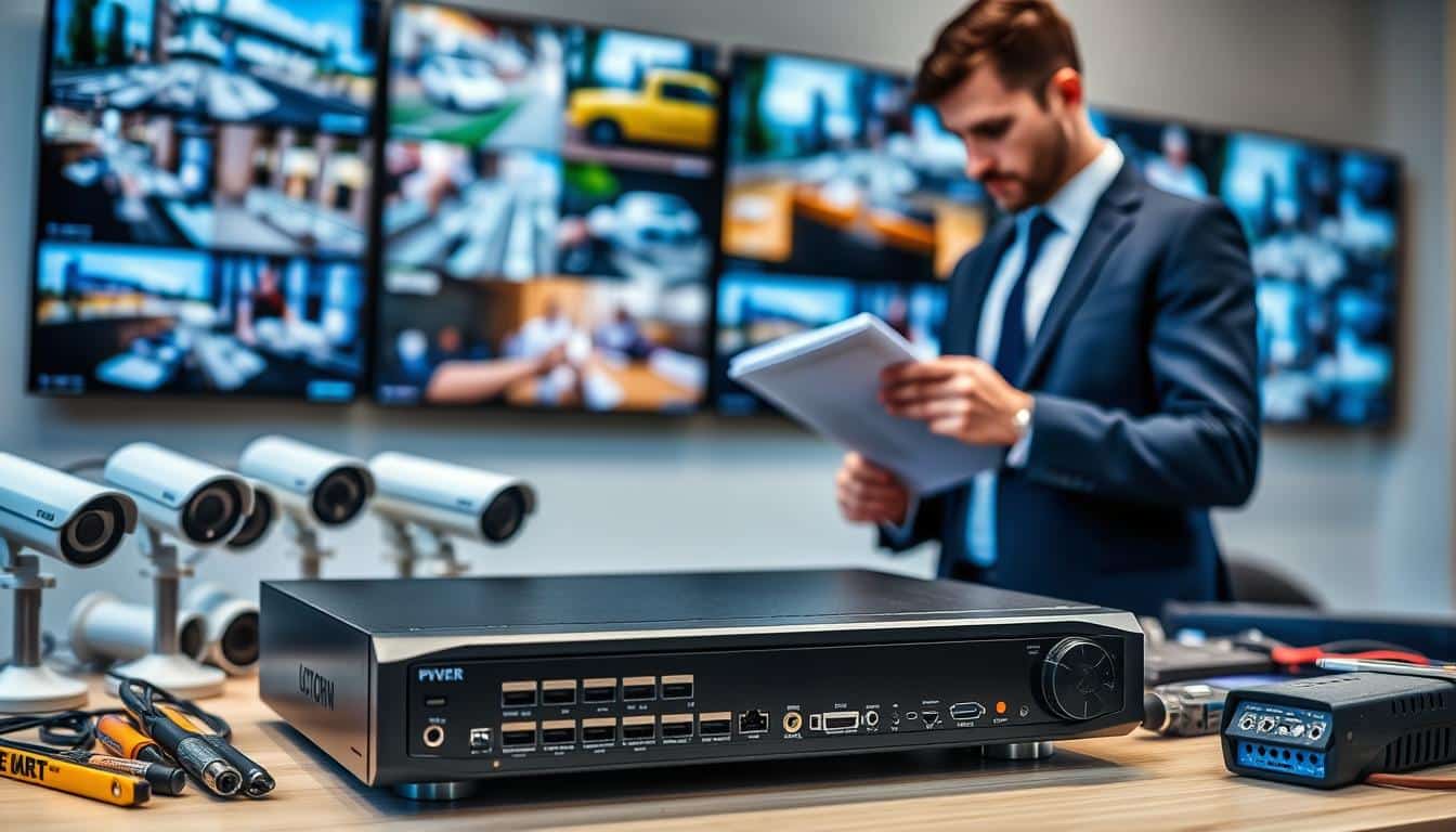 A-sleek-digital-video-recorder-DVR-prominently-displayed-on-a-modern ...