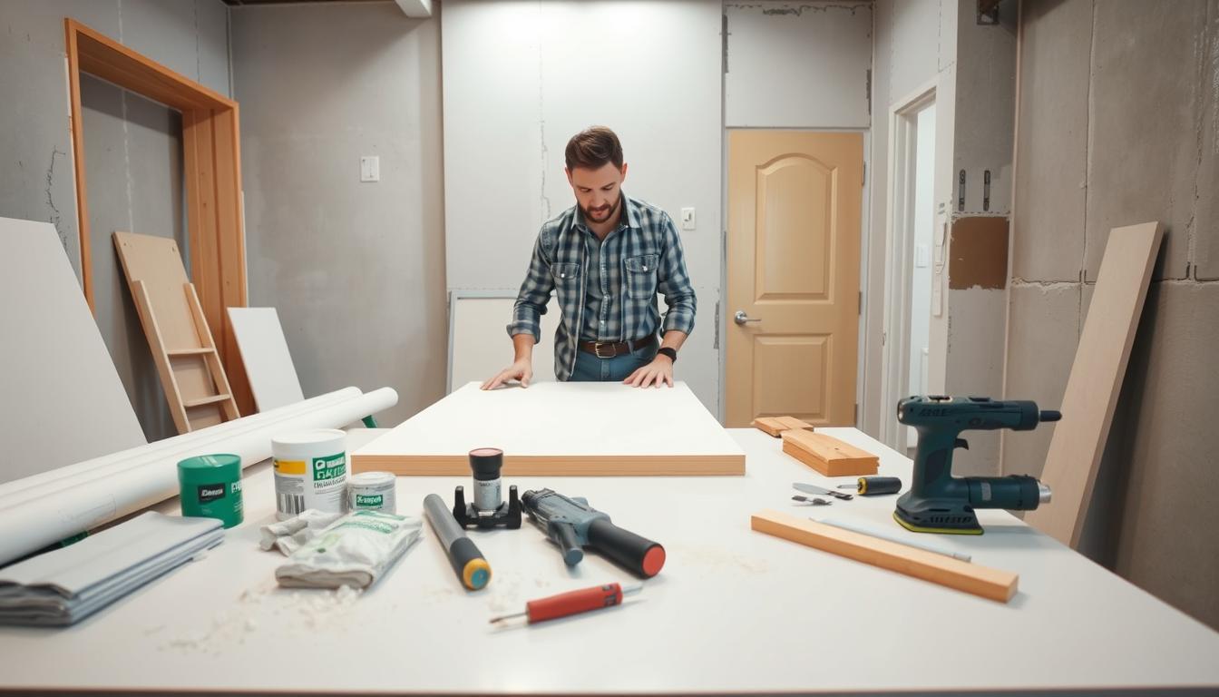 A-well-organized-workspace-showcasing-various-finishes-for-drywall ...